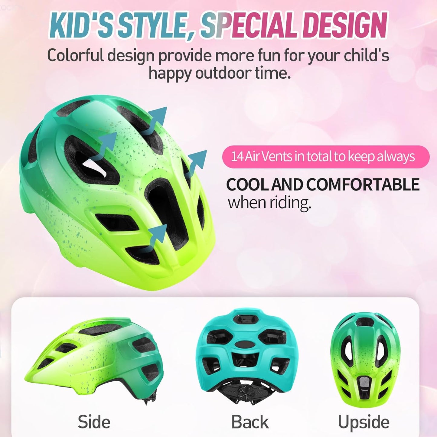 RaMokey Kids Bike Helmet with Detachable Visor, Adjustable Fit