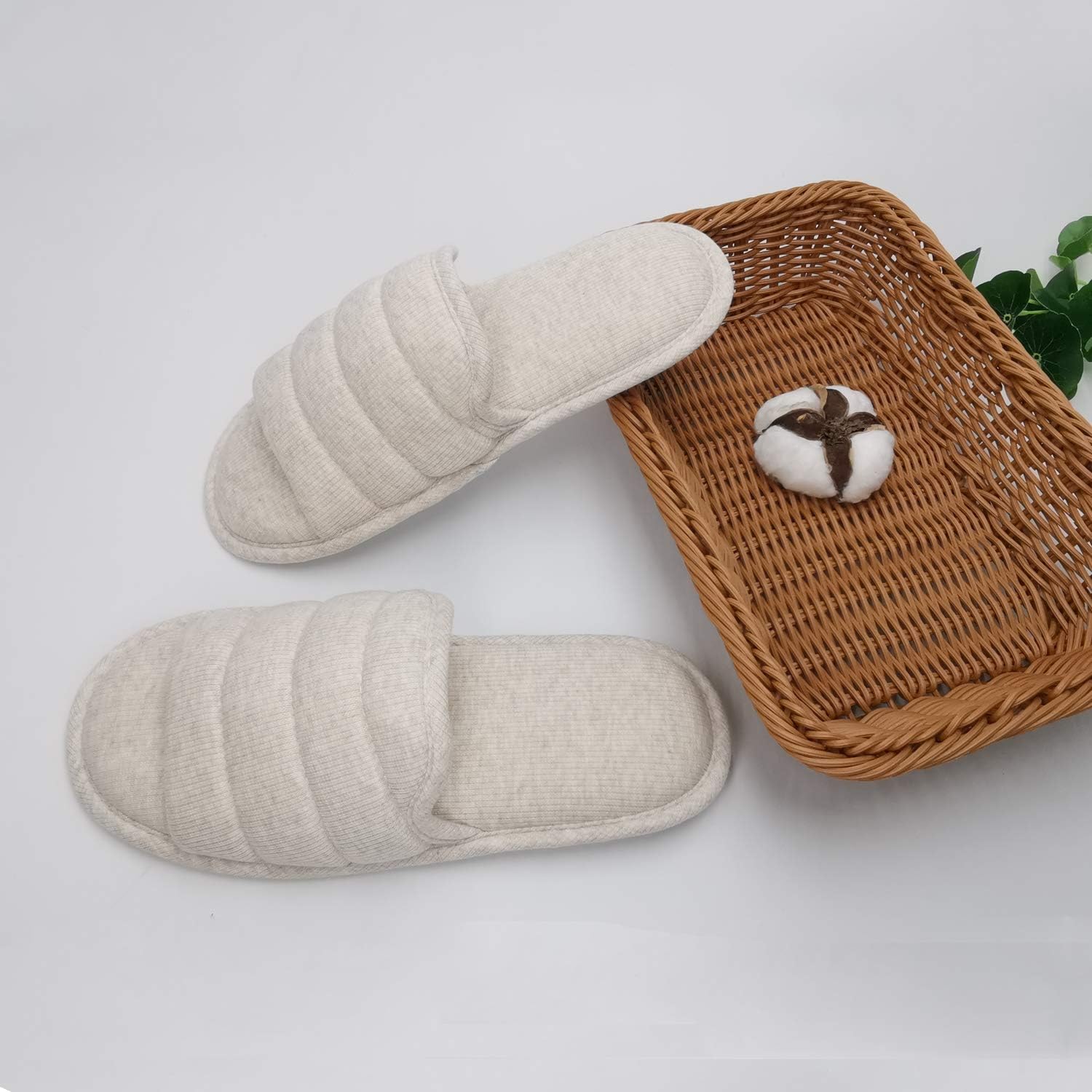 Ofoot Women's Cotton Memory Foam Non‑Slip House Slippers