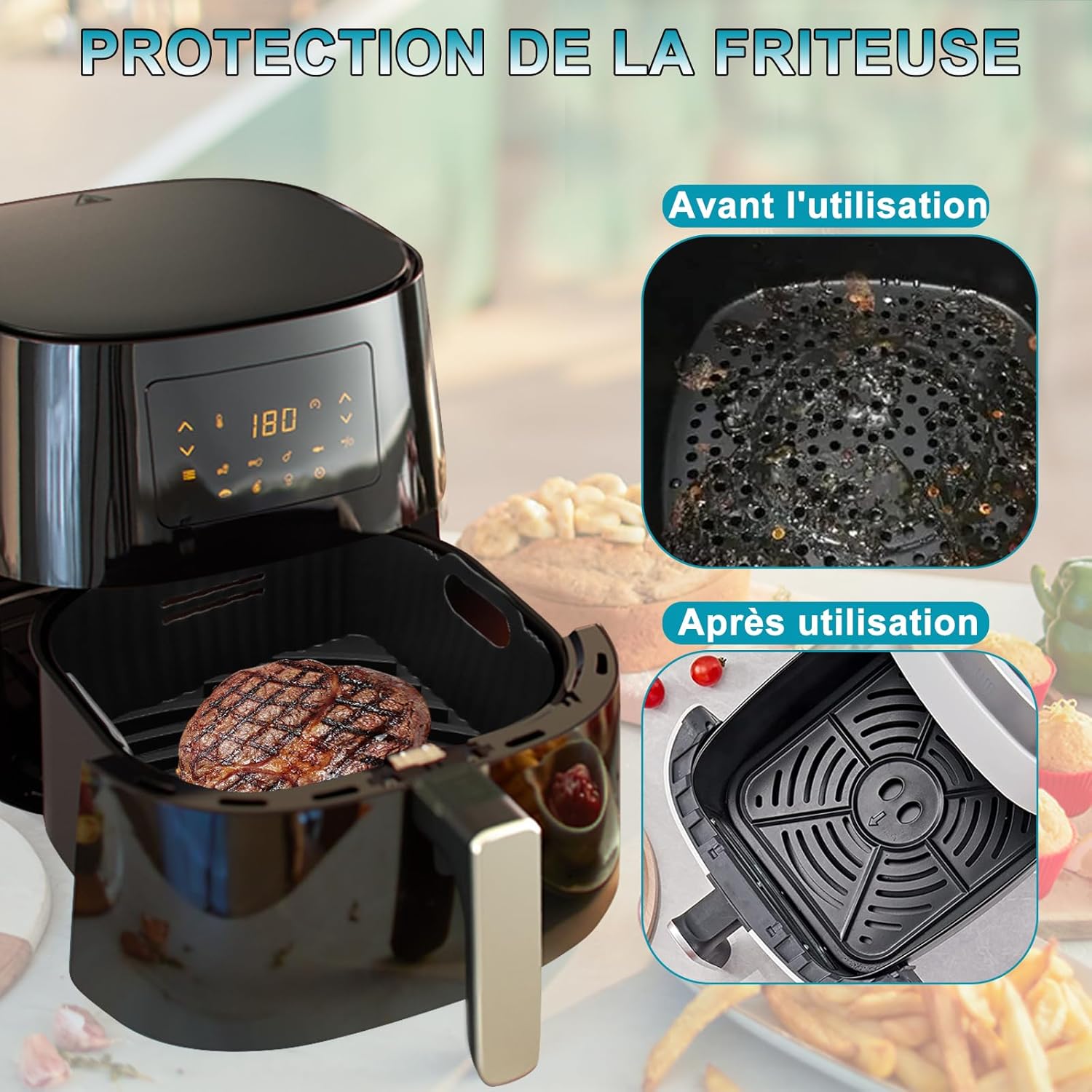 Moleath 21cm Silicone Air Fryer Accessory Set 4pcs