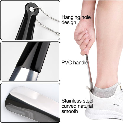 CDRPD Stainless Steel Long Shoehorn with Rubber Grip and Rope