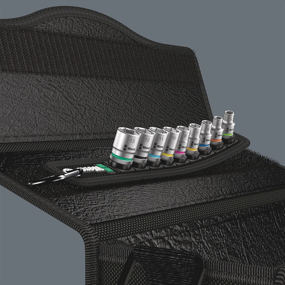 Wera Zyklop Belt 4 Socket Set 1/4‑Inch Drive, 9‑Piece