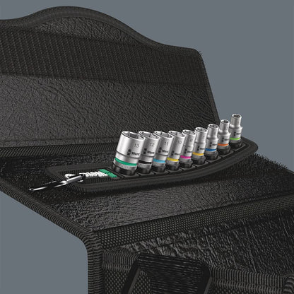 Wera Zyklop Belt 4 Socket Set 1/4‑Inch Drive, 9‑Piece