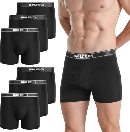 IGOLUMON 6-Pack Men's Bamboo Boxer Shorts – Soft Breathable Comfort
