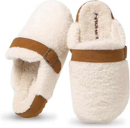 Felokont Women's Plush Winter Open-Toe Slippers: Fluffy, Non-Slip, Comfortable Household Shoes