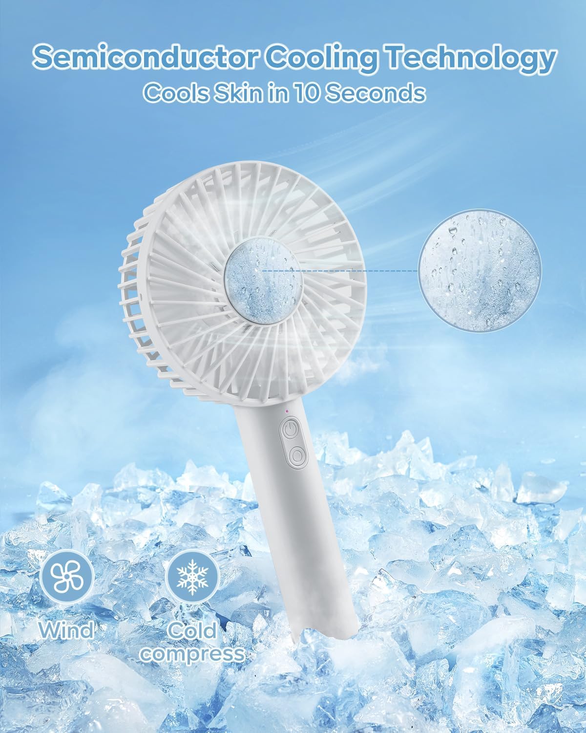 Portable Handheld Cooling Fan with Ice Ball: Instant Refreshment for On-the-Go
