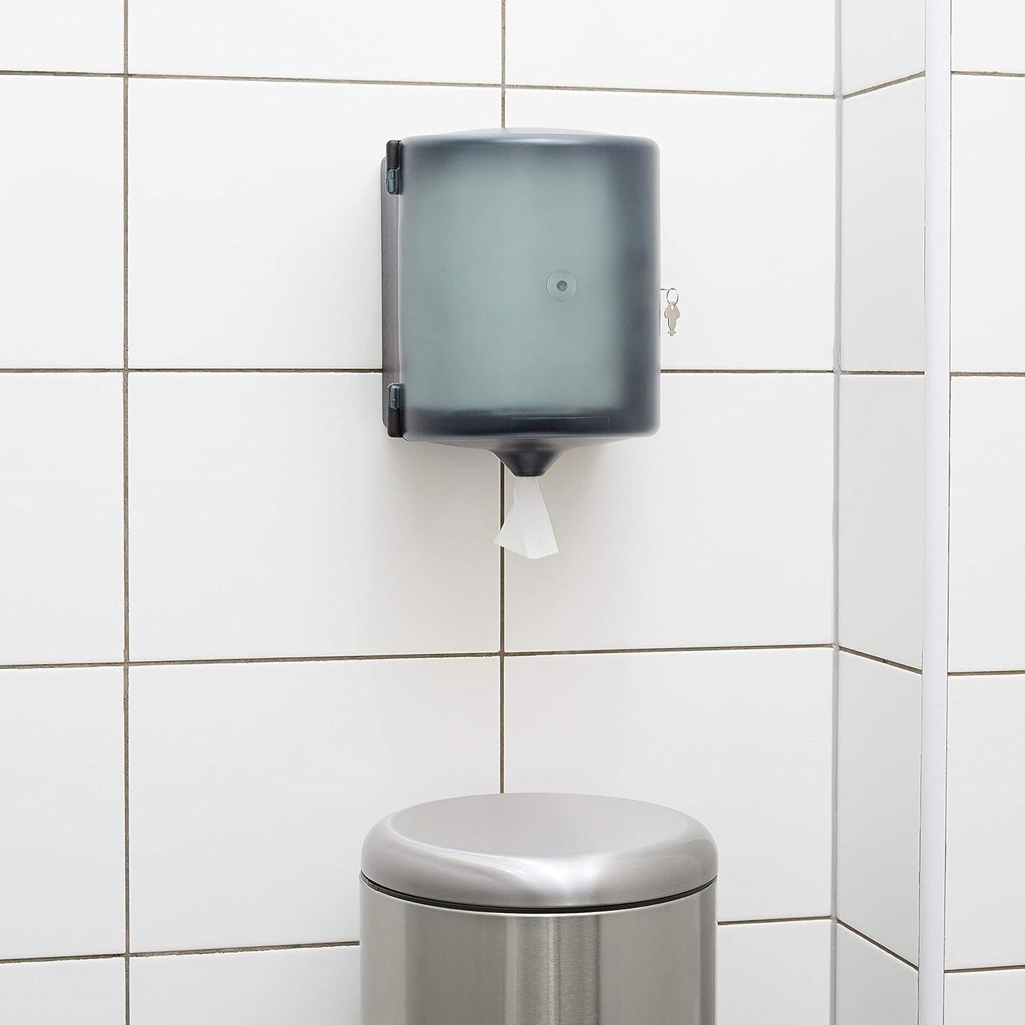 Amazon Basics Center Pull Paper Towel Dispenser, Smoke Semi-Transparent, 28.8L