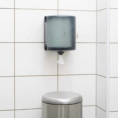 Amazon Basics Center Pull Paper Towel Dispenser, Smoke Semi-Transparent, 28.8L