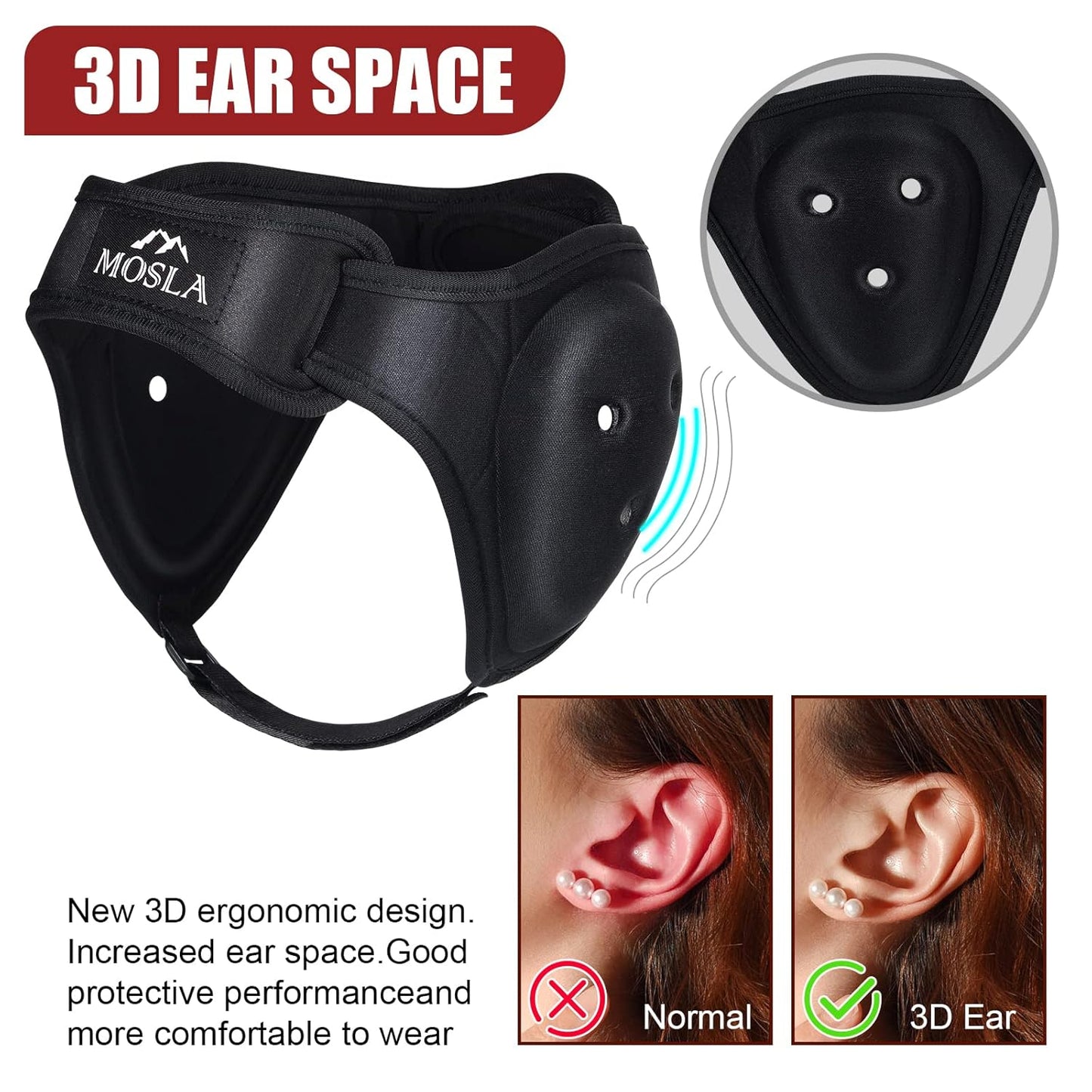 Adjustable Black Wrestling Headgear with Ear Guards for MMA
