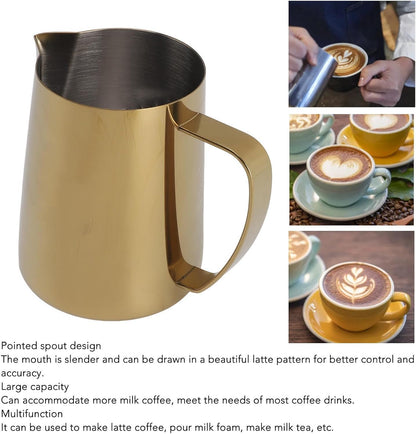 Coffee Milk Cup Easy Control Multipurpose Frothing Pitcher Golden 600ml