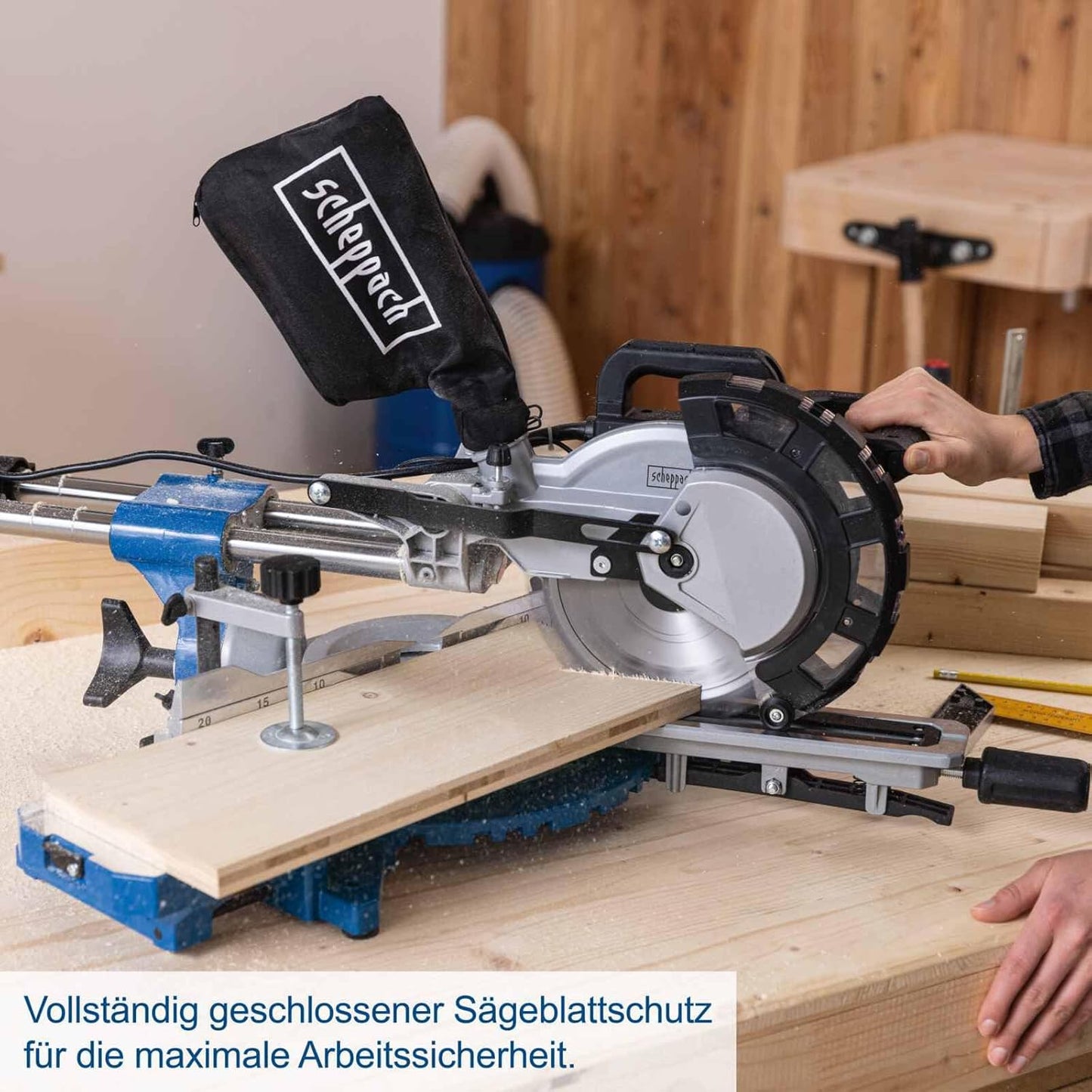Scheppach HM216 2000W Mitre Saw with Laser, 216mm Blade