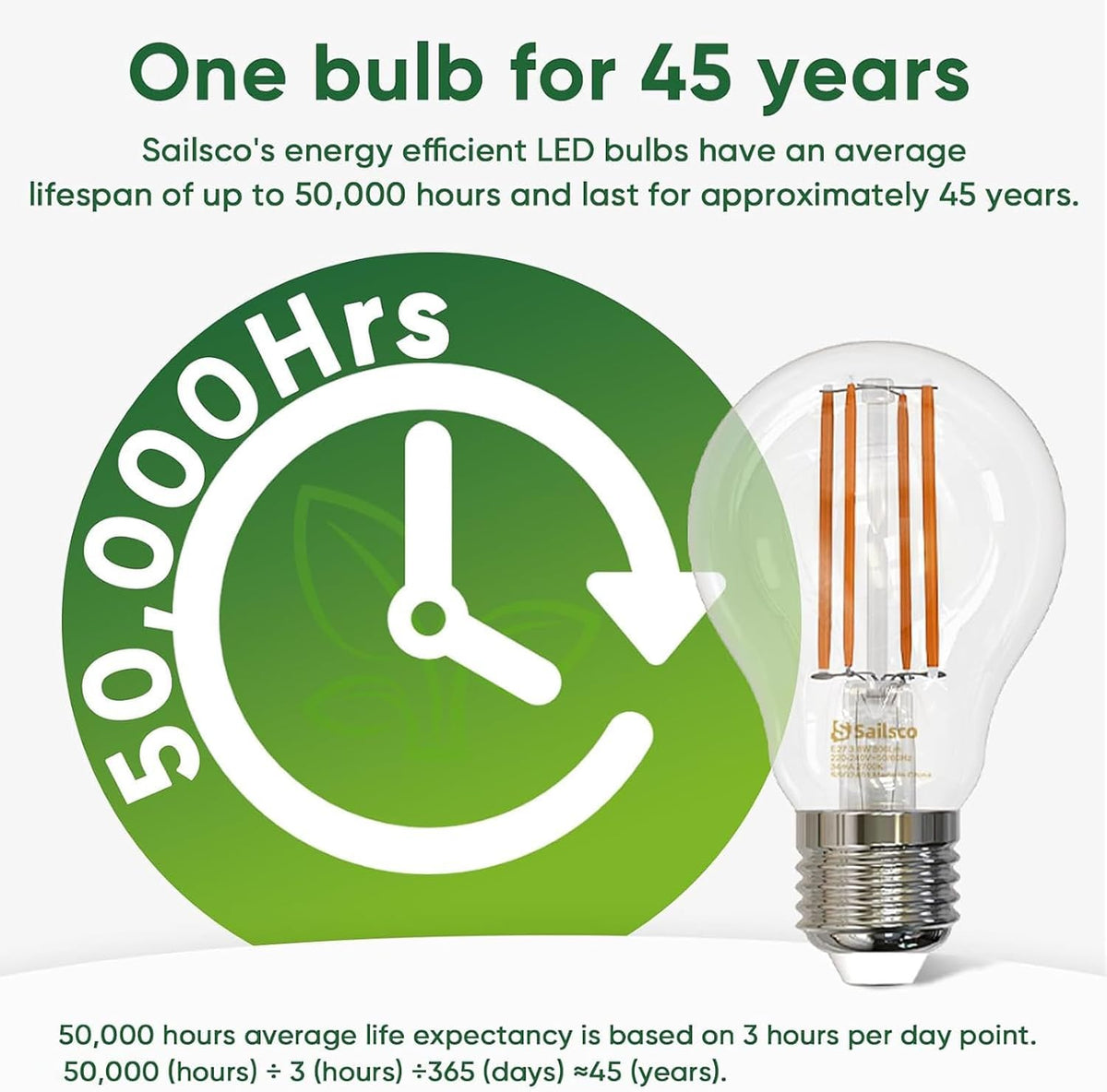 Sailsco E27 A60 LED Filament Bulbs 3.8W Pack of 6