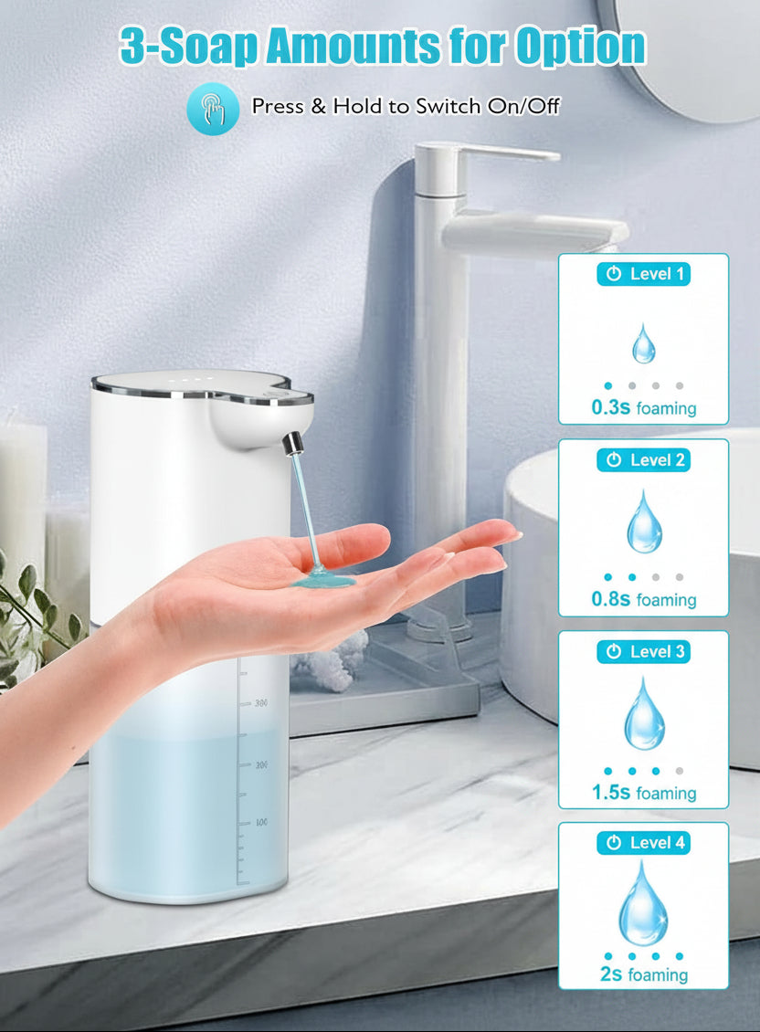 Gcstnn P9 Automatic Soap Dispenser Wall Mount 400ml USB-C Rechargeable IPX5 Waterproof White