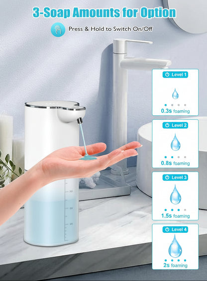 Gcstnn P9 Automatic Soap Dispenser Wall Mount 400ml USB-C Rechargeable IPX5 Waterproof White