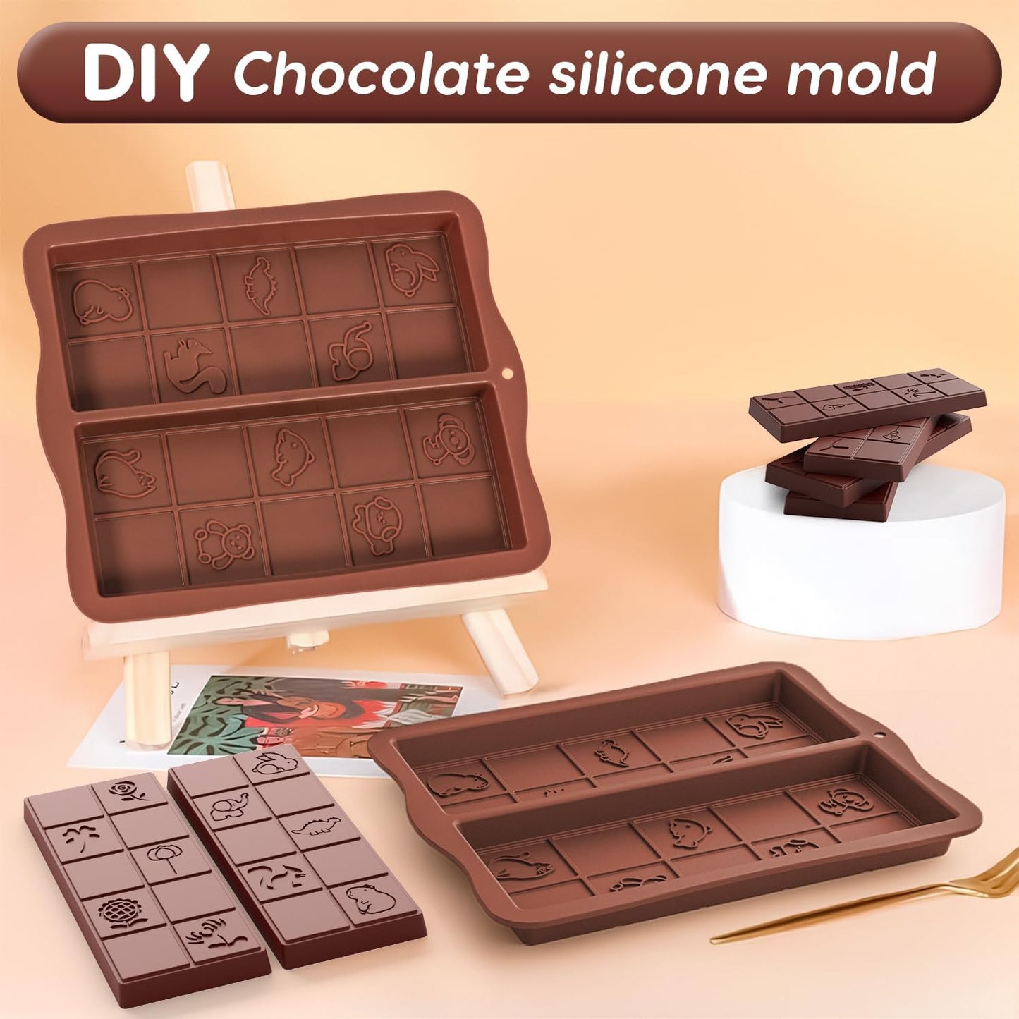 Zouwel 2-Piece Deep Silicone Chocolate Mold 200ml Brown