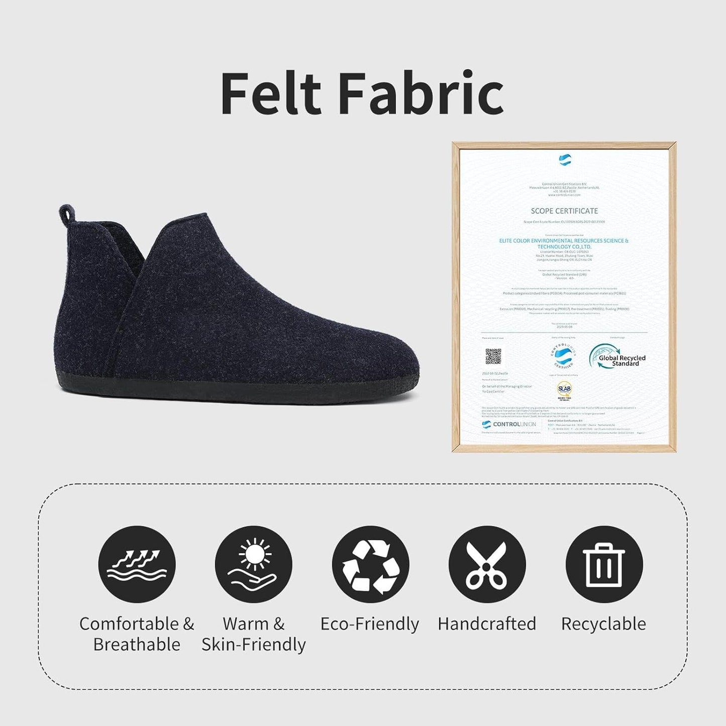 Mishansha Warm Felt Anti‑Slip Dark Blue Slippers Size 36