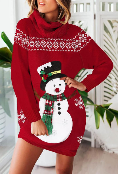 Viottiset Oversized Long Sleeve Pullover Dress with Turtleneck