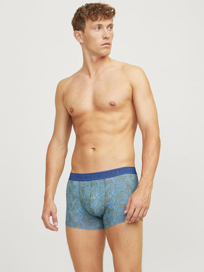 JACK & JONES Men's Jaccameron 5-Pack Cotton Blend Boxer Trunks - Soft & Stretchy