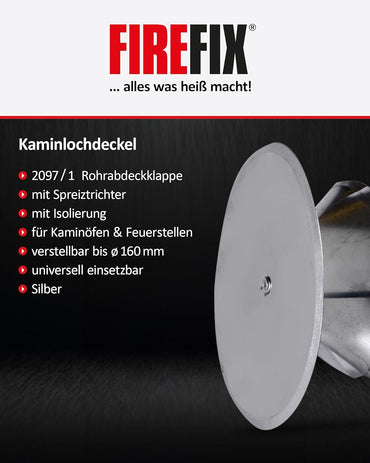 FIREFIX Adjustable Chimney Hole Cover with Expansion Funnel 160mm Diameter