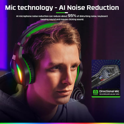 Fachixy FC100 Wired Over-Ear Gaming Headset with Microphone RGB Light