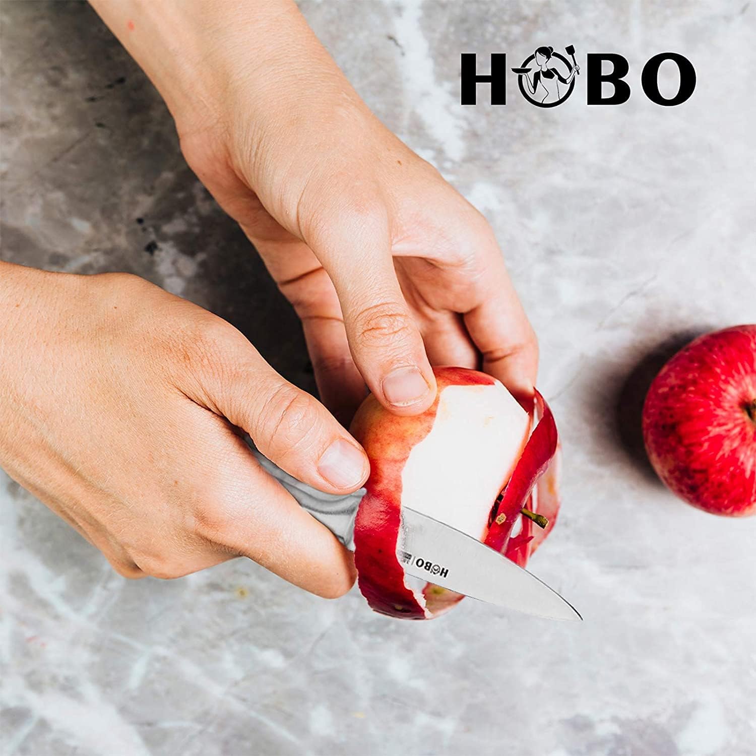 HOBO 5-Piece Stainless Steel Kitchen Knife Set with Frosted Handles