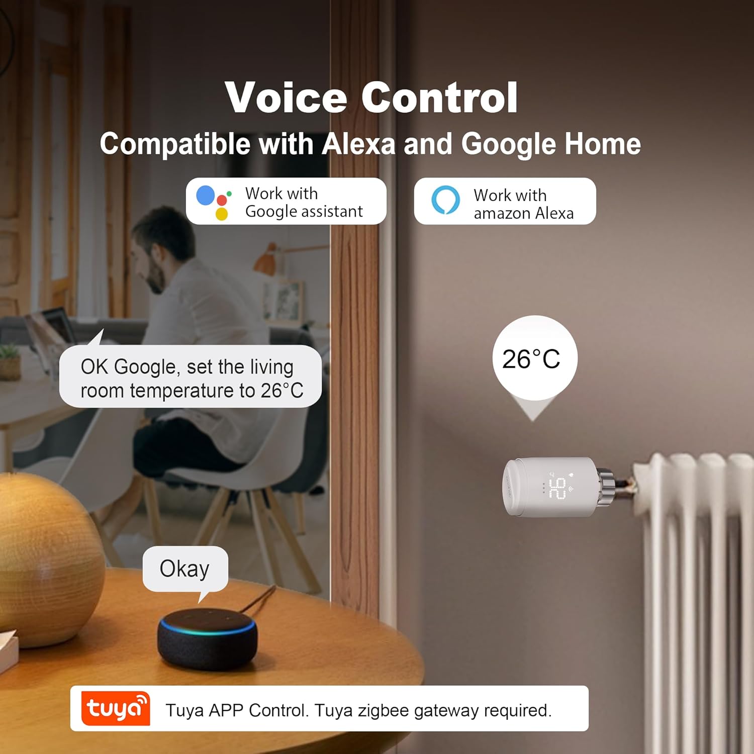 Smart Radiator Thermostat 2-Pack Zigbee TRV Wireless Valve