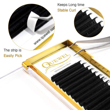QUEWEL Easy Fan Volume Eyelash Extensions 13mm 0.03 C Curl Soft Lightweight Cruelty-Free