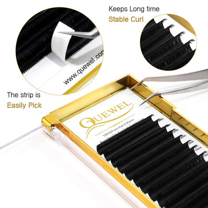QUEWEL Easy Fan Volume Eyelash Extensions 13mm 0.03 C Curl Soft Lightweight Cruelty-Free