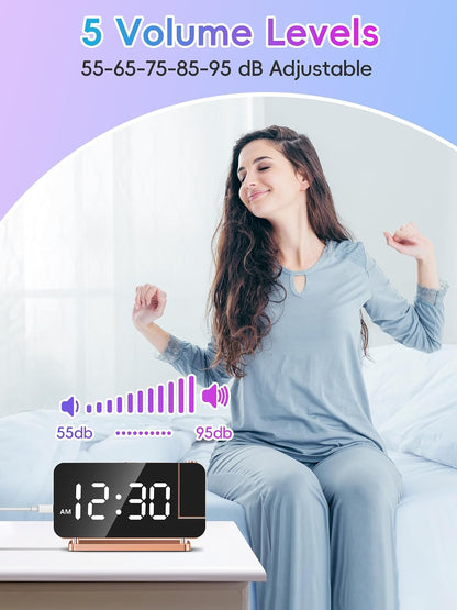 COOLNIGHT EN8853B-RGB Projection Alarm Clock Rose Gold