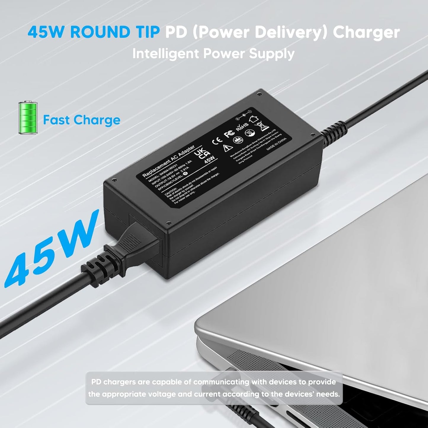 SIKER 45W USB-C Laptop Charger for HP EliteBook & Chromebook