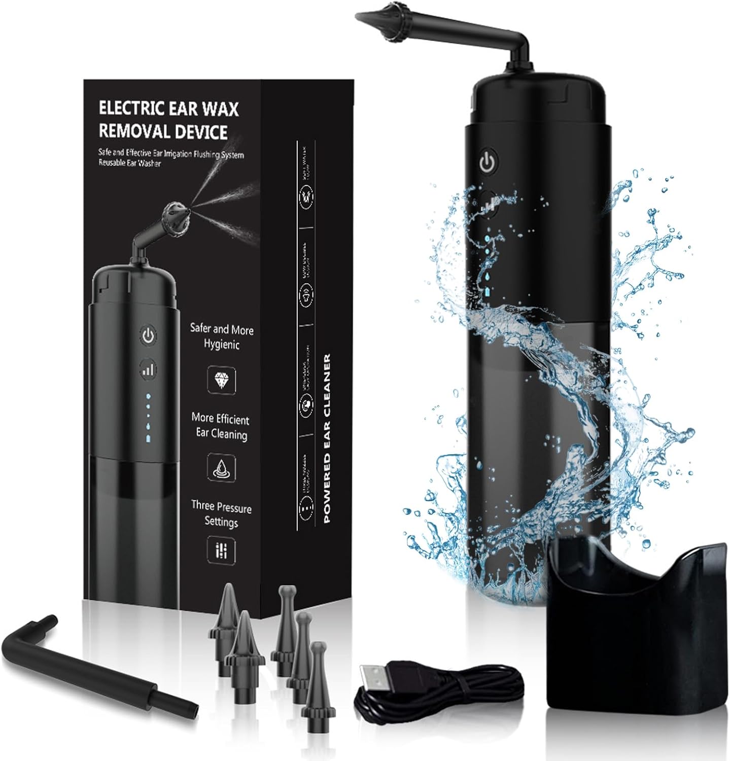 DANLIKT Electric Earwax Remover: IPX6 Waterproof, 3 Modes, Dual Nozzles