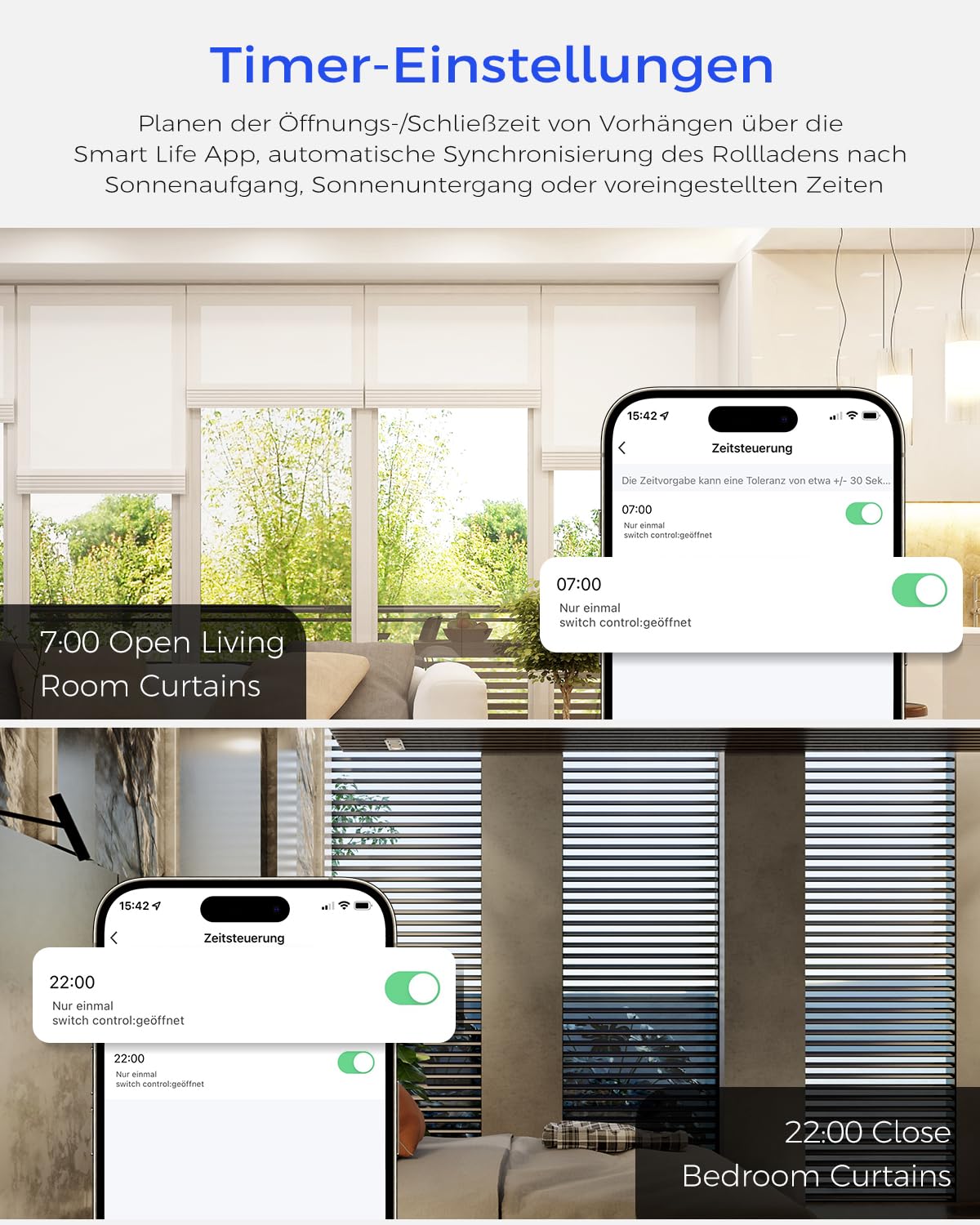 HeuxGir Smart Roller Shutter Switch 80x80mm 4-Pack WiFi Timer Compatible with Alexa Google Home Neutral Wire Required