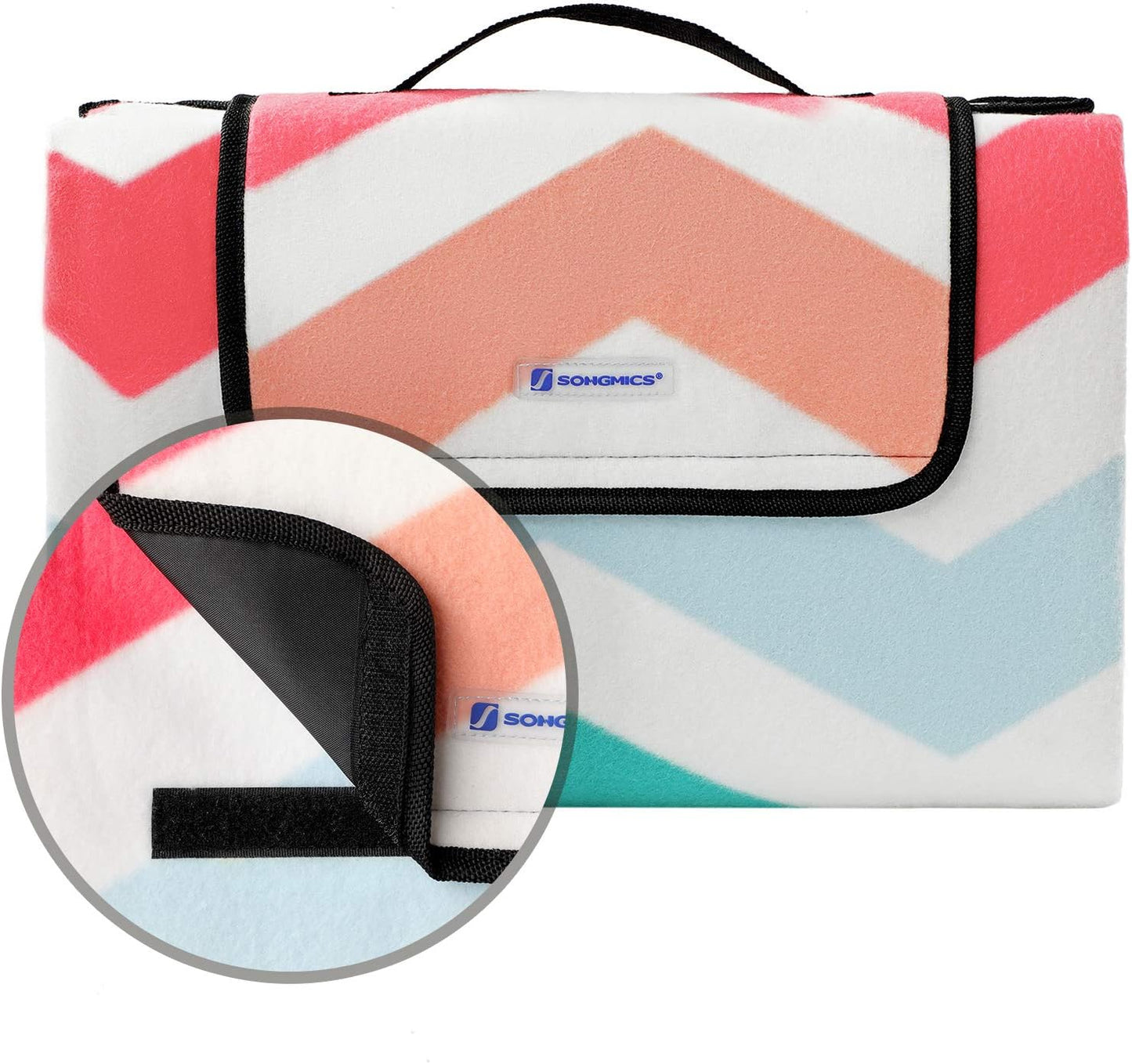 SONGMICS Waterproof Foldable Picnic Blanket 150x200cm Red Wave