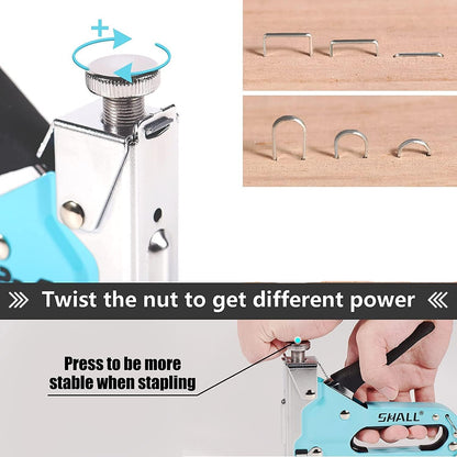 Shall 3-in-1 Adjustable Wooden Hand Stapler with 3000 Clips Blue