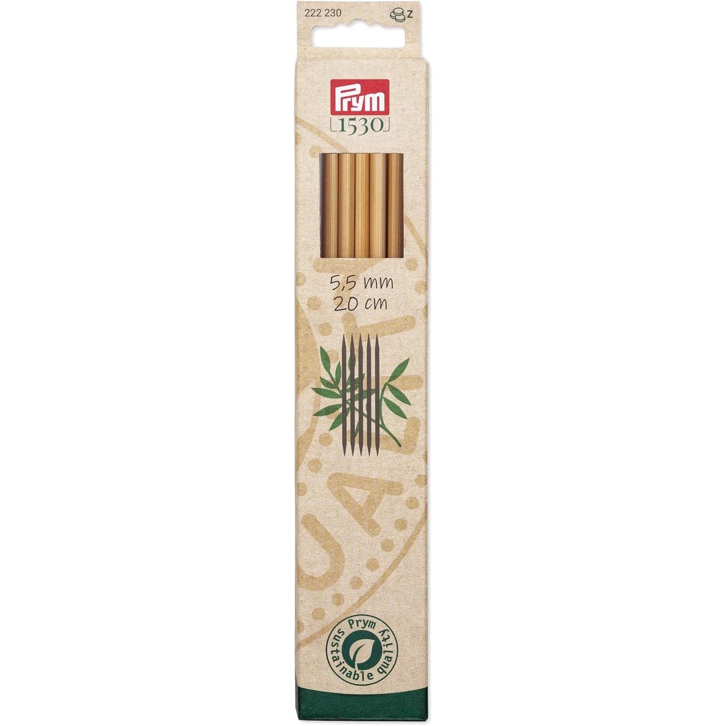 Prym 8-Inch Double Point Bamboo Knitting Needles, 5.5mm
