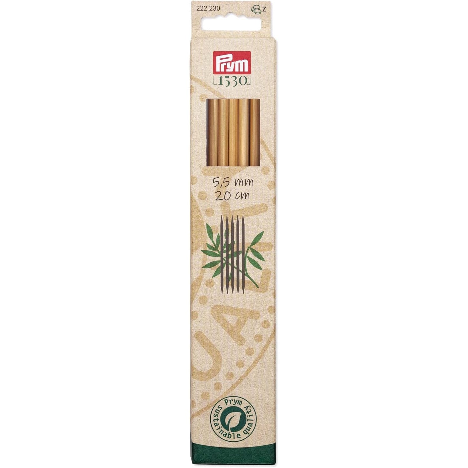 Prym 8-Inch Double Point Bamboo Knitting Needles, 5.5mm