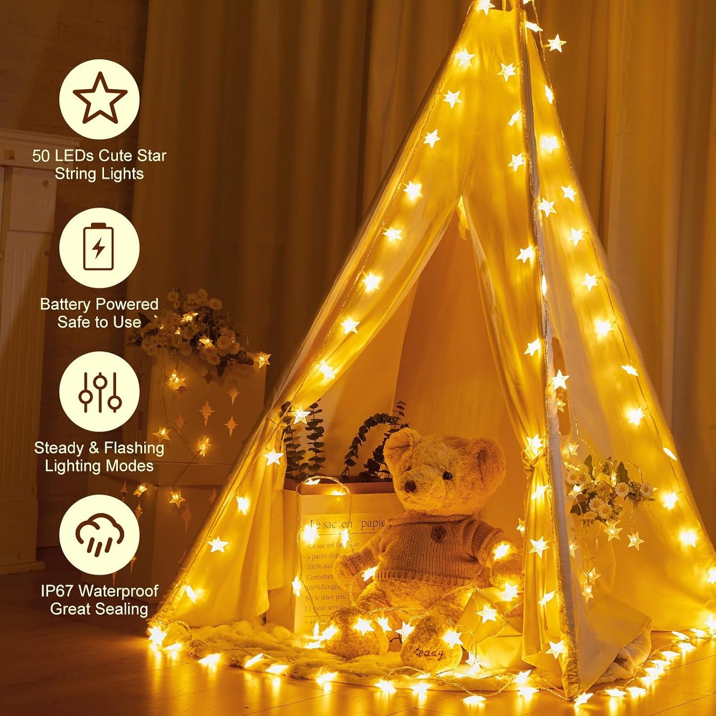Minetom 50 LED Star String Lights B_P_S_50_X 5.2m