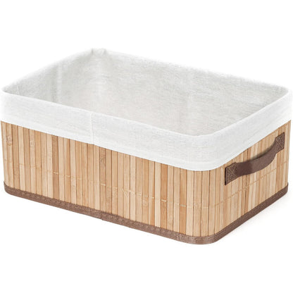 Compactor Natural Bamboo & Metal Foldable Rectangular Laundry Basket
