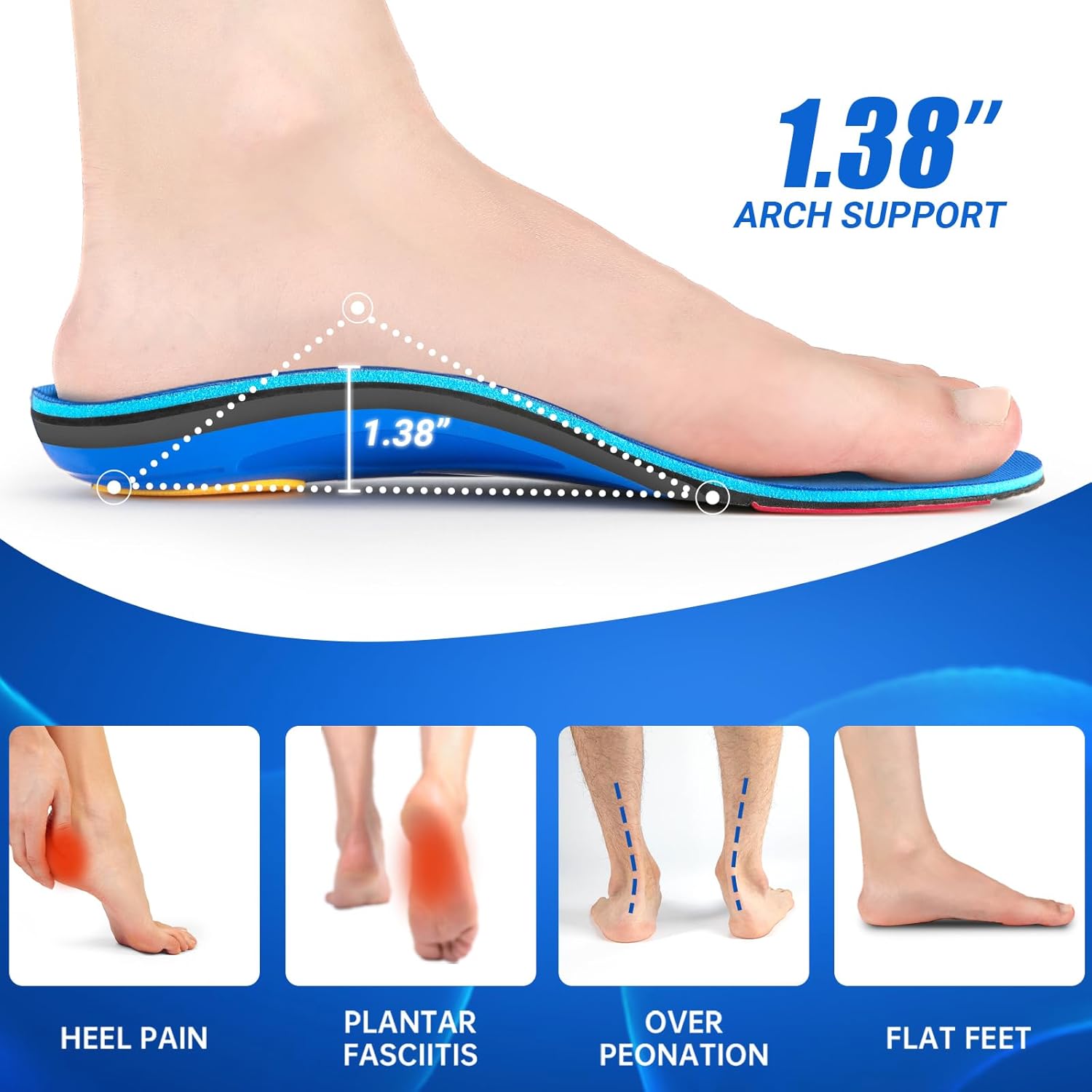 DACAT Orthopedic Arch Support Insoles for Plantar Fasciitis Blue