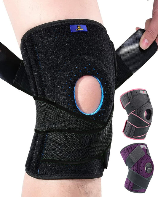 ABYON Adjustable Knee Brace for Pain Relief with Stabilizers (L/XL)