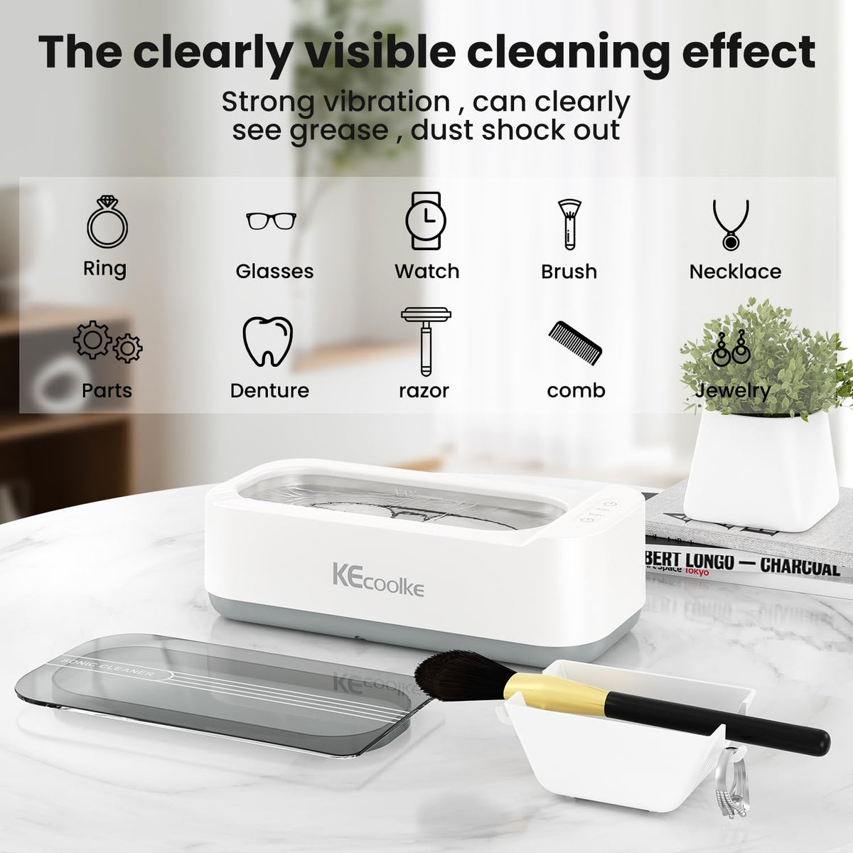 KECOOLKE 400ml Ultrasonic Jewelry Cleaner Machine SU-707A