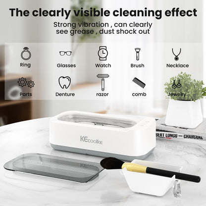 KECOOLKE 400ml Ultrasonic Jewelry Cleaner Machine SU-707A