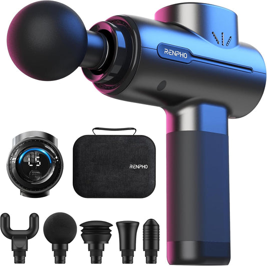 RENPHO 5-Head Percussive Massage Gun for Back, Legs, Full Body
