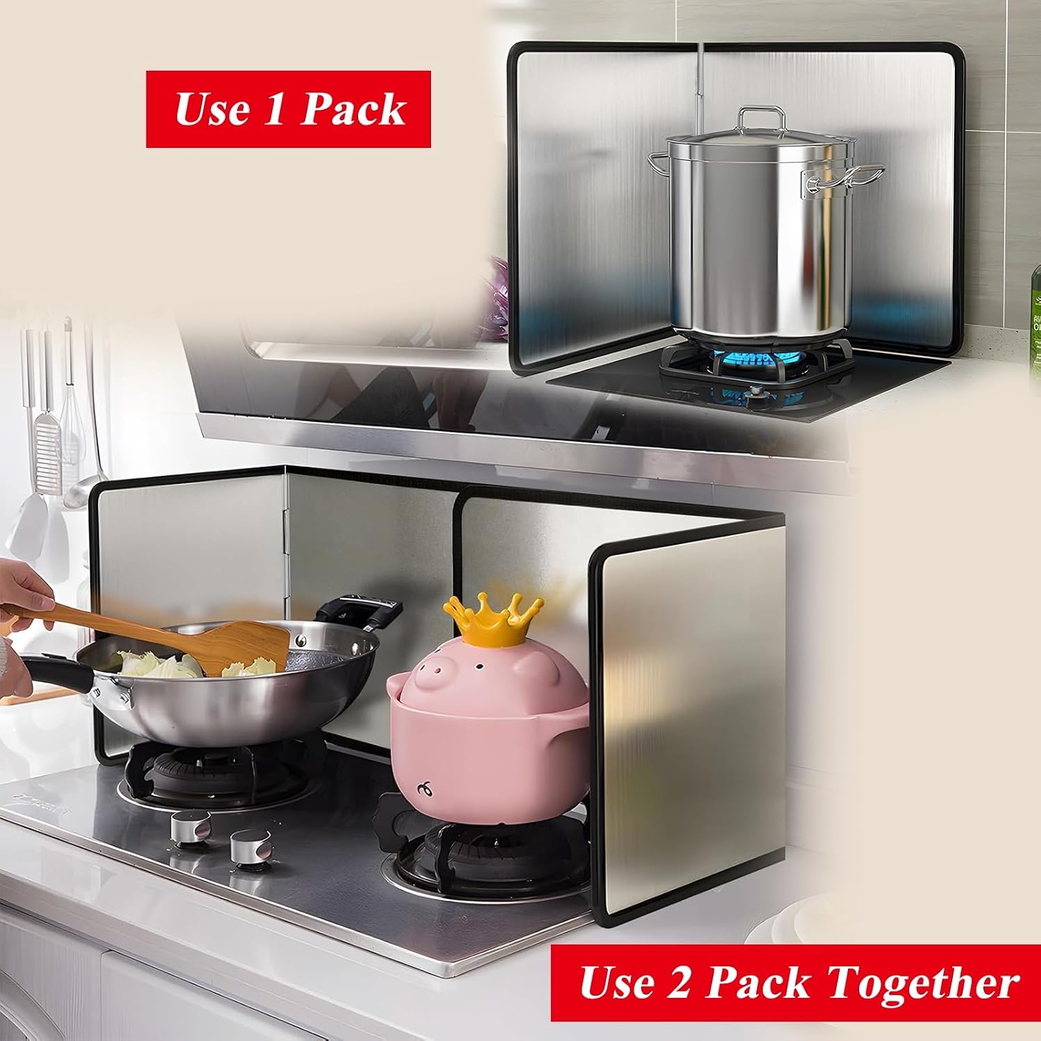 SXKJQER Stainless Steel Foldable Splash Guard 2-Piece Set