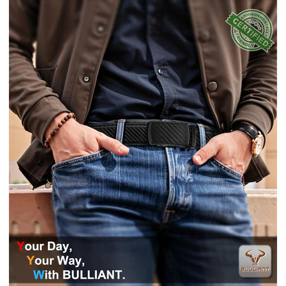 BULLIANT Adjustable Slide Ratchet Leather Belt for Men