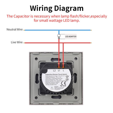 JIMEIDA Grey Touch Dimmer Switch for LED Lights – 86mm