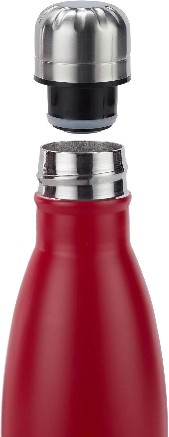 Relaxdays Red Stainless Steel Insulated Water Bottle 500ml