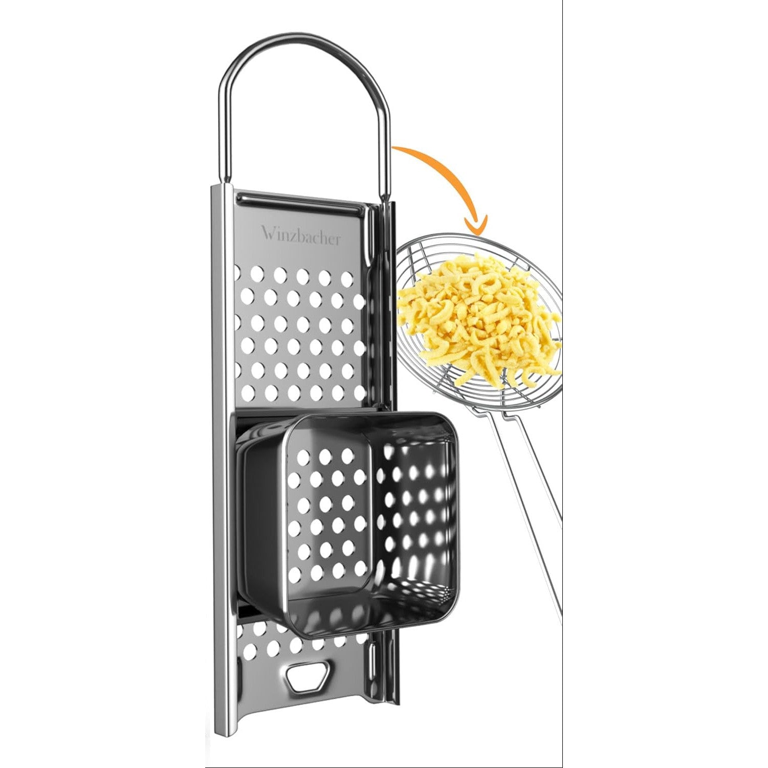 Stainless Steel Spaetzle Slicer + Ladle – 16‑30 cm Pot Diameter, Dishwasher Safe, Rustproof