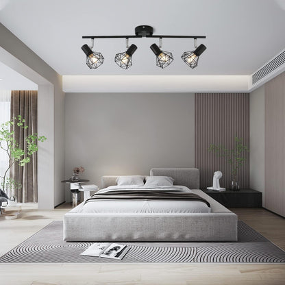 HAZARA 4-Light Adjustable Ceiling Lamp Black Metal Wire Cage Pendant Light