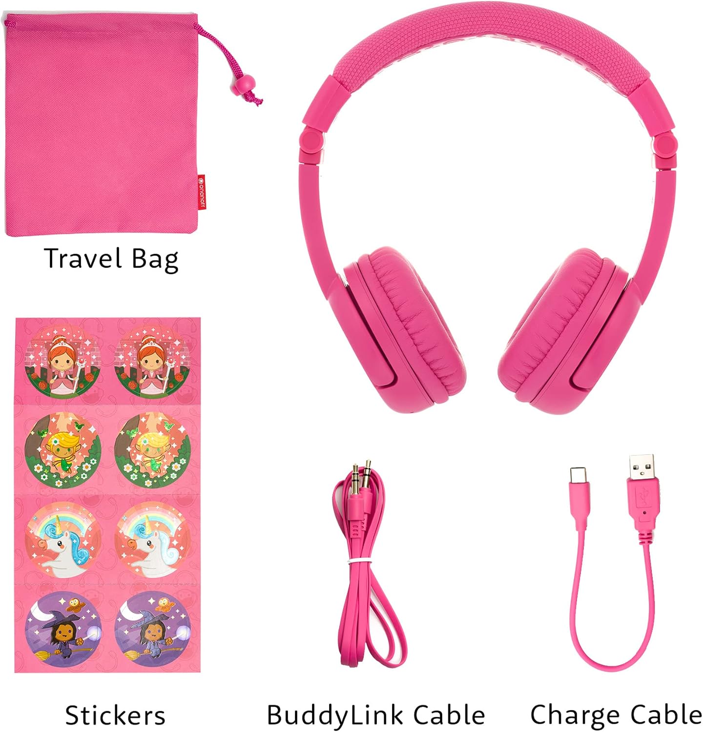 BuddyPhones Play+ Foldable Bluetooth Kids Headphones with Microphone