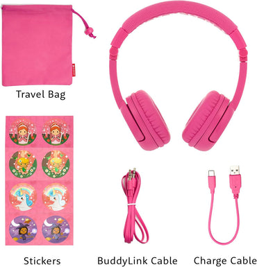 BuddyPhones Play+ Foldable Bluetooth Kids Headphones with Microphone